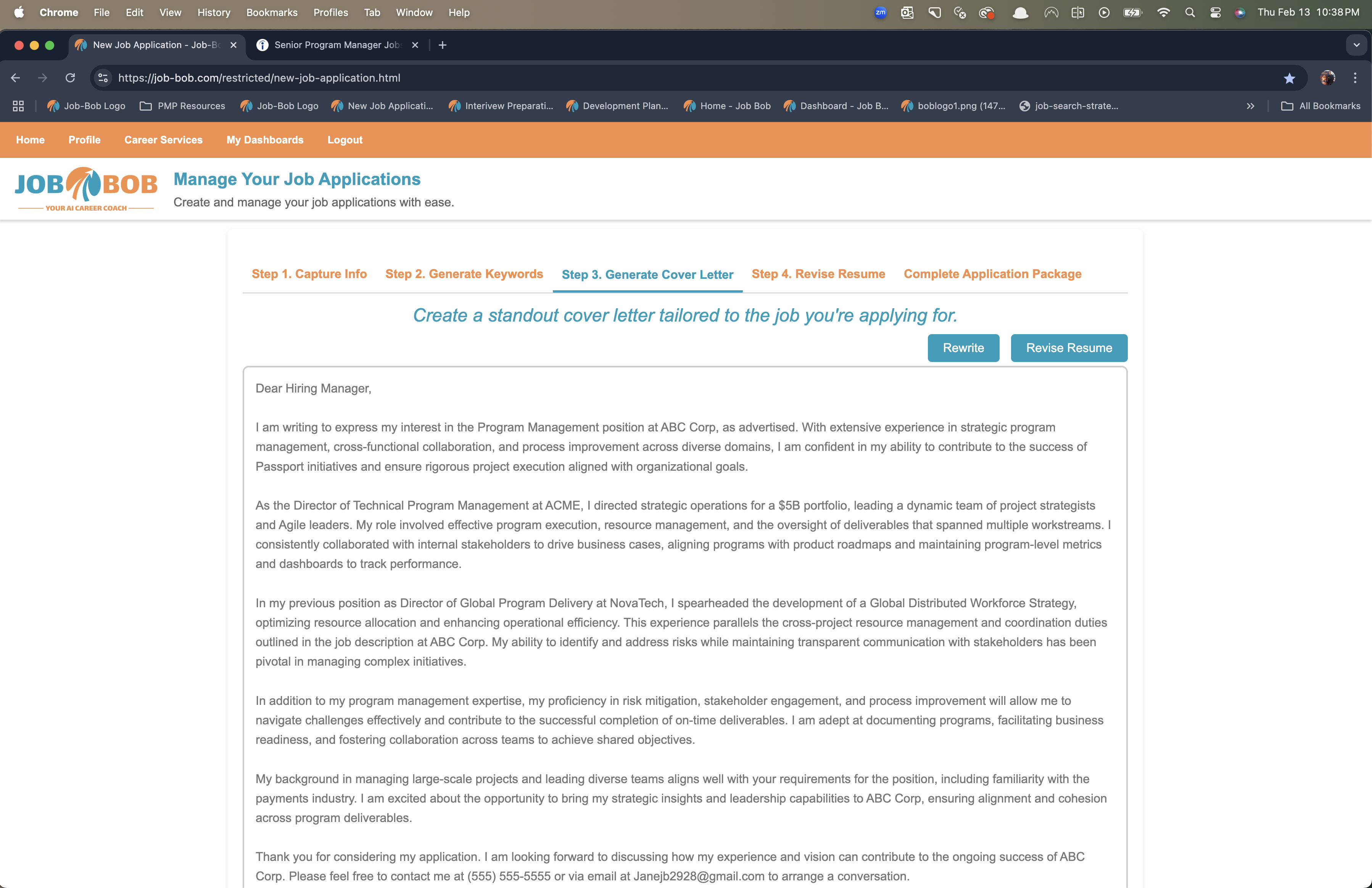 AI Cover Letter Generator Screenshot