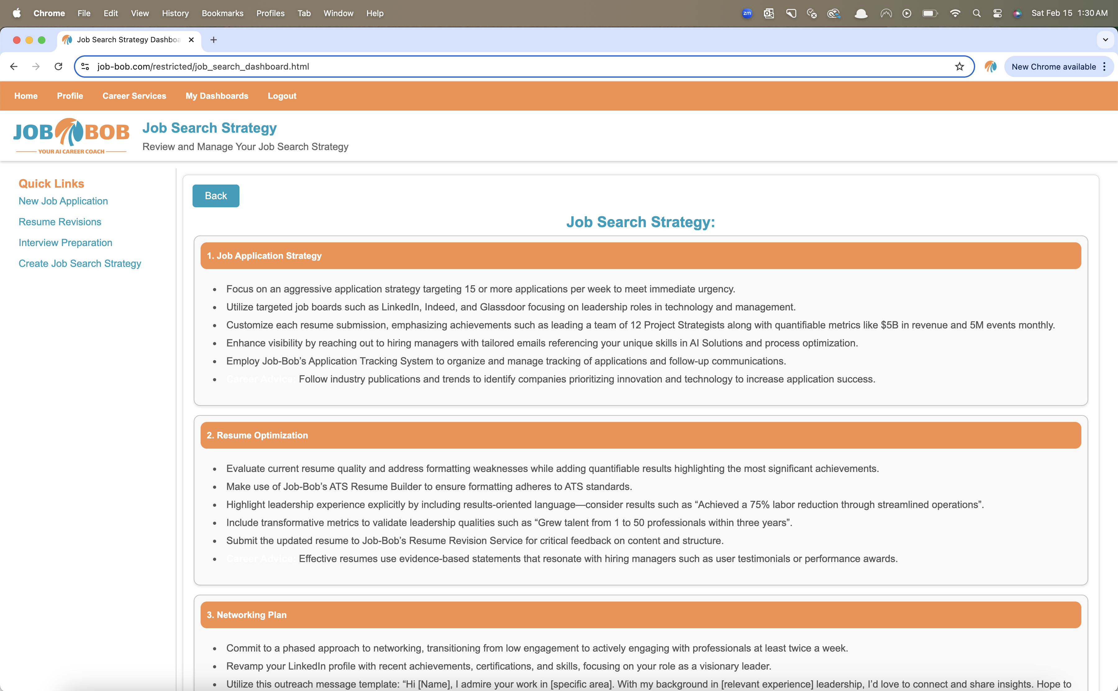 Job Search Strategy Screenshot